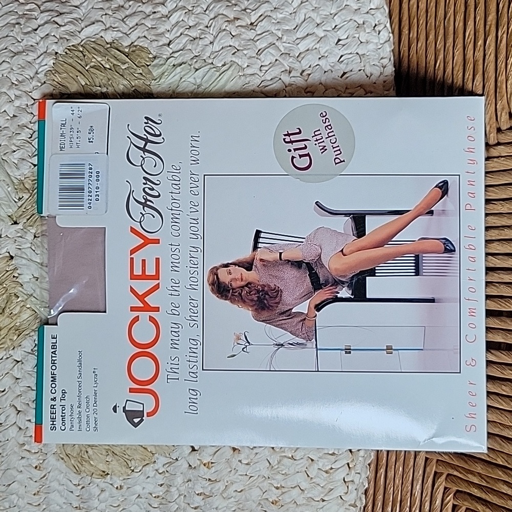 Jockey for her sheer & comfortable control top pantyhose, size med-tall, nude